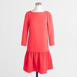 Jcrew Red Drop Waist 3/4 Sleeve Dress